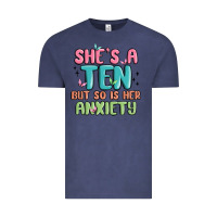 Vintage Denim she's a ten but so is her anxiety Vintage Tee - MaliasSmallBusiness