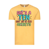 Vintage Mustard she's a ten but so is her anxiety Vintage Tee - MaliasSmallBusiness