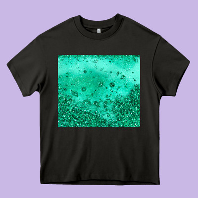 Green Glitter Heavy Core Tee Designed By Jahusdesignshop