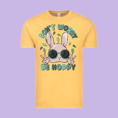Don't Worry Be Hoppy Vintage Tee Designed By Maliassmallbusiness