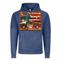 Vintage Denim christmas truck with american flag Vintage Hoodie - Jasminsmagicworld