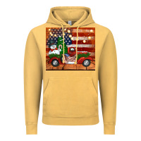 Vintage Mustard christmas truck with american flag Vintage Hoodie - Jasminsmagicworld