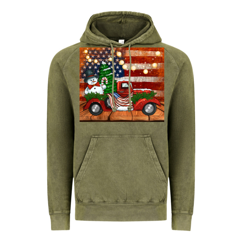 Christmas Truck With American Flag Vintage Hoodie by Jasminsmagicworld | Teevron