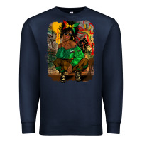 Navy juneteenth black woman fashion girl Premium Sweatshirt - CowGirlArtShop