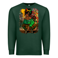 Sports Green juneteenth black woman fashion girl Premium Sweatshirt - CowGirlArtShop