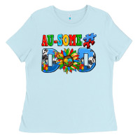Baby Blue ausome autism dad Ladies Tee - AdoDesignShop