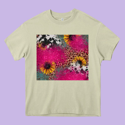 Pink Glitter Leopard Cowhide Heavy Core Tee Designed By Jahusdesignshop