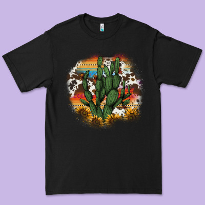 Cowhide Aztec Sunflowers Cactus Premium Tee Designed By Adodesignshop