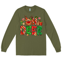 Army Green Oh deer Reindeer Long Sleeve Tee - NancyCooperArtShop
