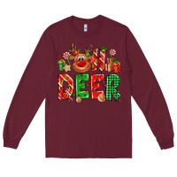 Burgundy Oh deer Reindeer Long Sleeve Tee - NancyCooperArtShop