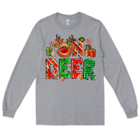 Heather Grey Oh deer Reindeer Long Sleeve Tee - NancyCooperArtShop