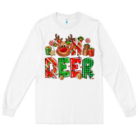 White Oh deer Reindeer Long Sleeve Tee - NancyCooperArtShop