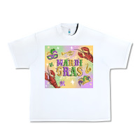 White mardi gras Urban Heavy Tee - MaliasSmallBusiness