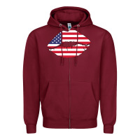 Burgundy American lip Zipper Hoodie - Bettercallsaul