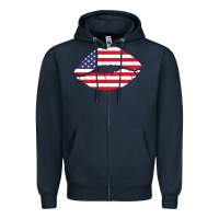 Navy American lip Zipper Hoodie - Bettercallsaul