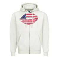 Oatmeal Heather American lip Zipper Hoodie - Bettercallsaul
