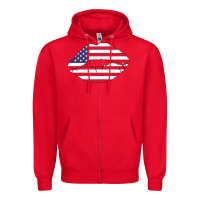 Red American lip Zipper Hoodie - Bettercallsaul