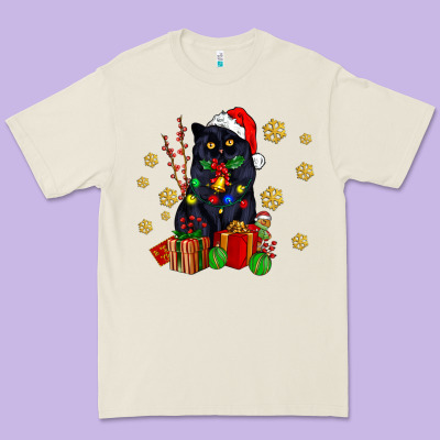 Black Cat Meowy Christmas Premium Tee Designed By Adodesignshop