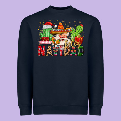 Feliz Navidad Santa Heavyweight Sweatshirt Designed By Maliassmallbusiness