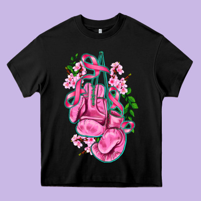 Cancer Boxing Gloves With Ribbon Heavy Core Tee Designed By Adodesignshop