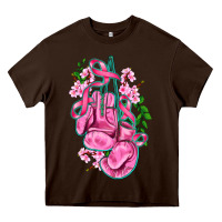 Chocolate Brown cancer boxing gloves with ribbon Heavy Core Tee - AdoDesignShop