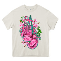 Cream cancer boxing gloves with ribbon Heavy Core Tee - AdoDesignShop