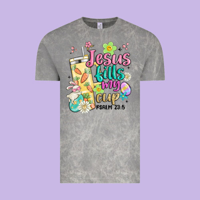 Easter Jesus Fills My Cup Vintage Tee Designed By Maliassmallbusiness
