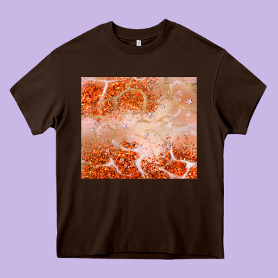 Orange Glitter Heavy Core Tee Designed By Jahusdesignshop