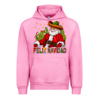 Fuchsia Pink Feliz Navidad Santa With Cactus Urban Hoodie - BundleAndBundleShop
