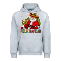 Heather Grey Feliz Navidad Santa With Cactus Urban Hoodie - BundleAndBundleShop