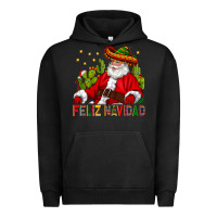 Pigment Black Feliz Navidad Santa With Cactus Urban Hoodie - BundleAndBundleShop