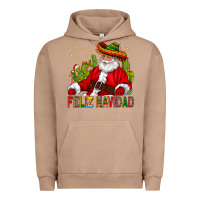 Pigment Burro Feliz Navidad Santa With Cactus Urban Hoodie - BundleAndBundleShop