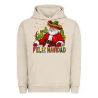 Pigment French Oak Feliz Navidad Santa With Cactus Urban Hoodie - BundleAndBundleShop