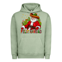 Pigment Oil Green Feliz Navidad Santa With Cactus Urban Hoodie - BundleAndBundleShop