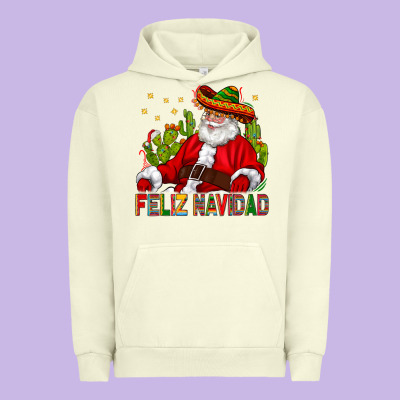 Feliz Navidad Santa With Cactus Urban Hoodie Designed By Bundleandbundleshop
