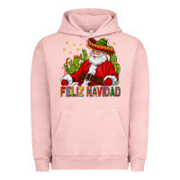 Pigment Salmon Feliz Navidad Santa With Cactus Urban Hoodie - BundleAndBundleShop
