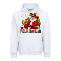 White Feliz Navidad Santa With Cactus Urban Hoodie - BundleAndBundleShop