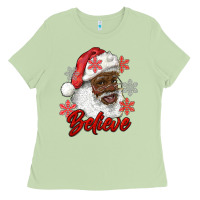 Matcha african american santa believe Ladies Tee - RanaPortraitStore