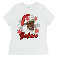 White african american santa believe Ladies Tee - RanaPortraitStore