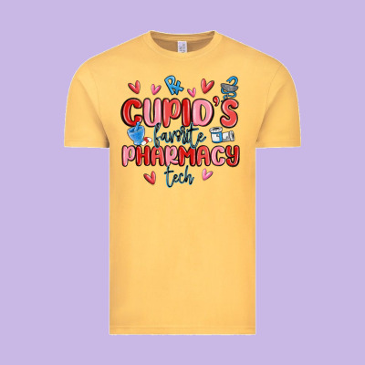 Cupid's Favorite Pharmacy Tech Vintage Tee Designed By Maliassmallbusiness