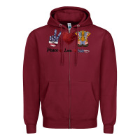 Burgundy Peace Love Veteran Zipper Hoodie - Bettercallsaul