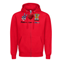 Red Peace Love Veteran Zipper Hoodie - Bettercallsaul
