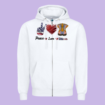Peace Love Veteran Zipper Hoodie Designed By Bettercallsaul