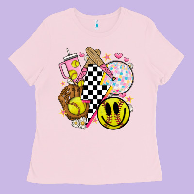 Retro Softball Ladies Tee Designed By Jahusdesignshop