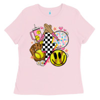 Bubblegum Pink retro softball Ladies Tee - JahusDesignShop