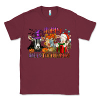 Burgundy Happy Hallothanksmas goats Classic Tee - NancyCooperArtShop