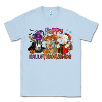 Dusty Blue Happy Hallothanksmas goats Classic Tee - NancyCooperArtShop