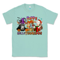 Seafoam Happy Hallothanksmas goats Classic Tee - NancyCooperArtShop