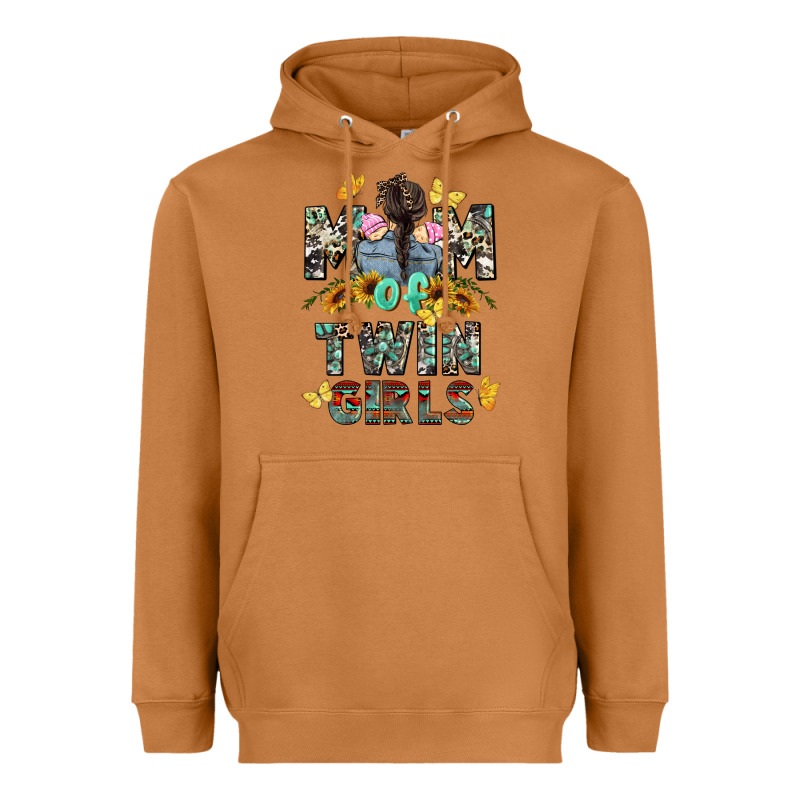 Mom Of Twin Girls Mother's Day Heavyweight Hoodie by CowGirlArtShop | Teevron