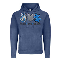 Vintage Denim peace love autism Vintage Hoodie - MaliasSmallBusiness